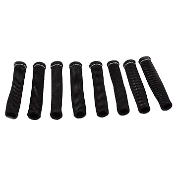 A-Team Performance 8 Piece Braided Heat Shield Protector Sleeve Cover For Spark Plug Wire Boots Compatible with SBC BBC 265 305 383 400 351W 347 (Black)