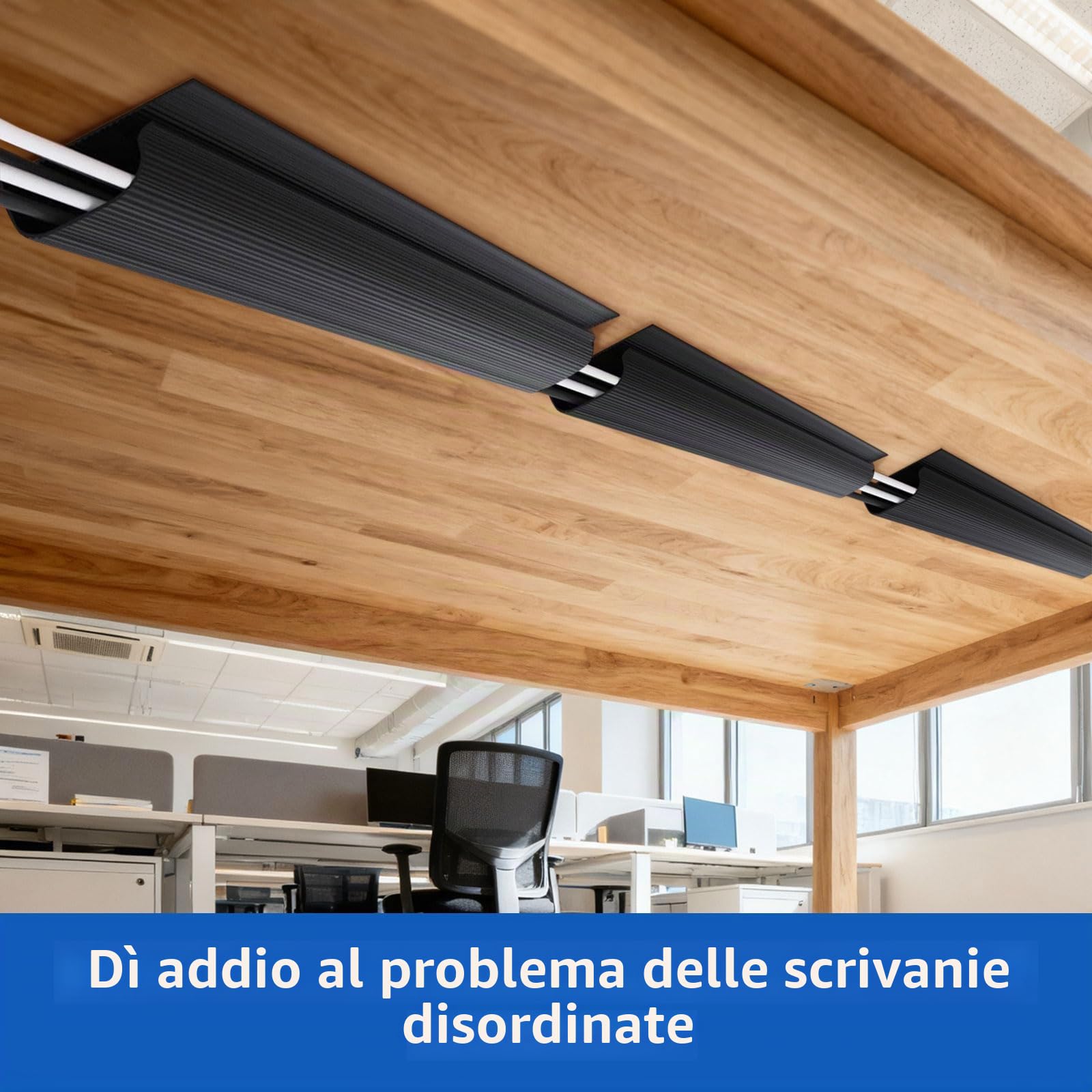4 Pezzi Gestione Cavi Sotto Scrivania Senza Trapano, Organizer per Cavi Sotto Scrivania, Vassoio Porta Cavo Autoadesivo per Casa e Ufficio