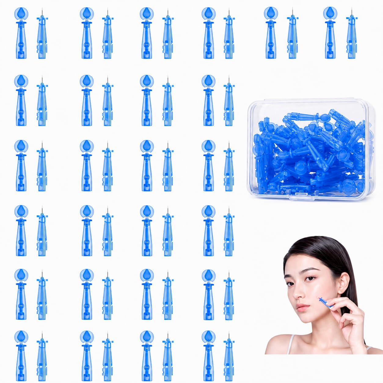 ZORVETTA ニキビ 針 面皰圧出器 自宅で簡単ニキビ潰し 稗粒腫 毛穴ケア 携帯に便利な使い捨てセット (50個入)