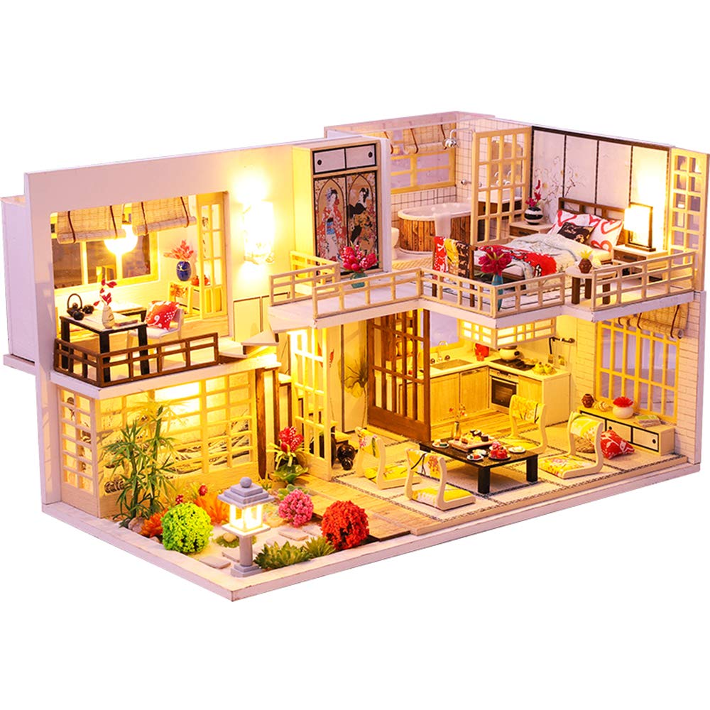Roroom DIY Miniature and Furniture Dollhouse Kit,Mini 3D Wooden Doll House Craft Model Japanese Style with Dust Cover and Music Movement,Creative Room Idea for Valentine's Day Birthday Gift?M030?