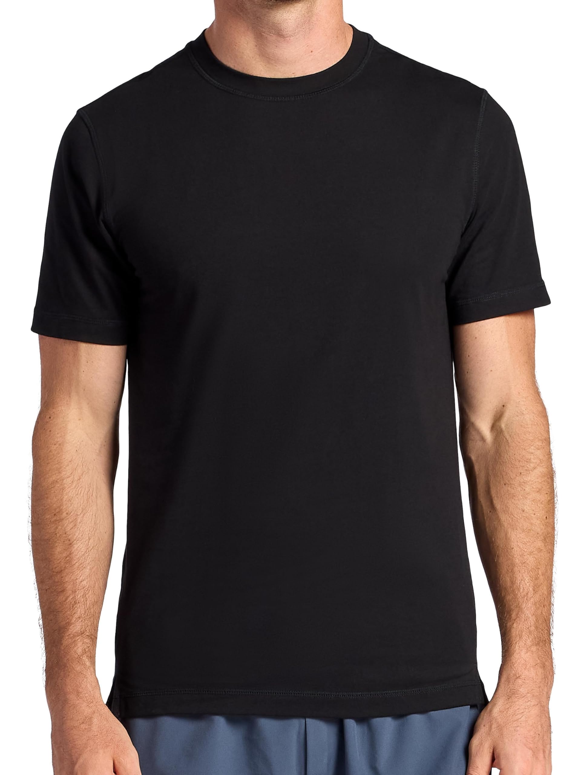 Gaiam Men's Black Zen Vent Short Sleeve Crewneck T-Shirt, Standard Fit, Stretch Midweight Material, Large