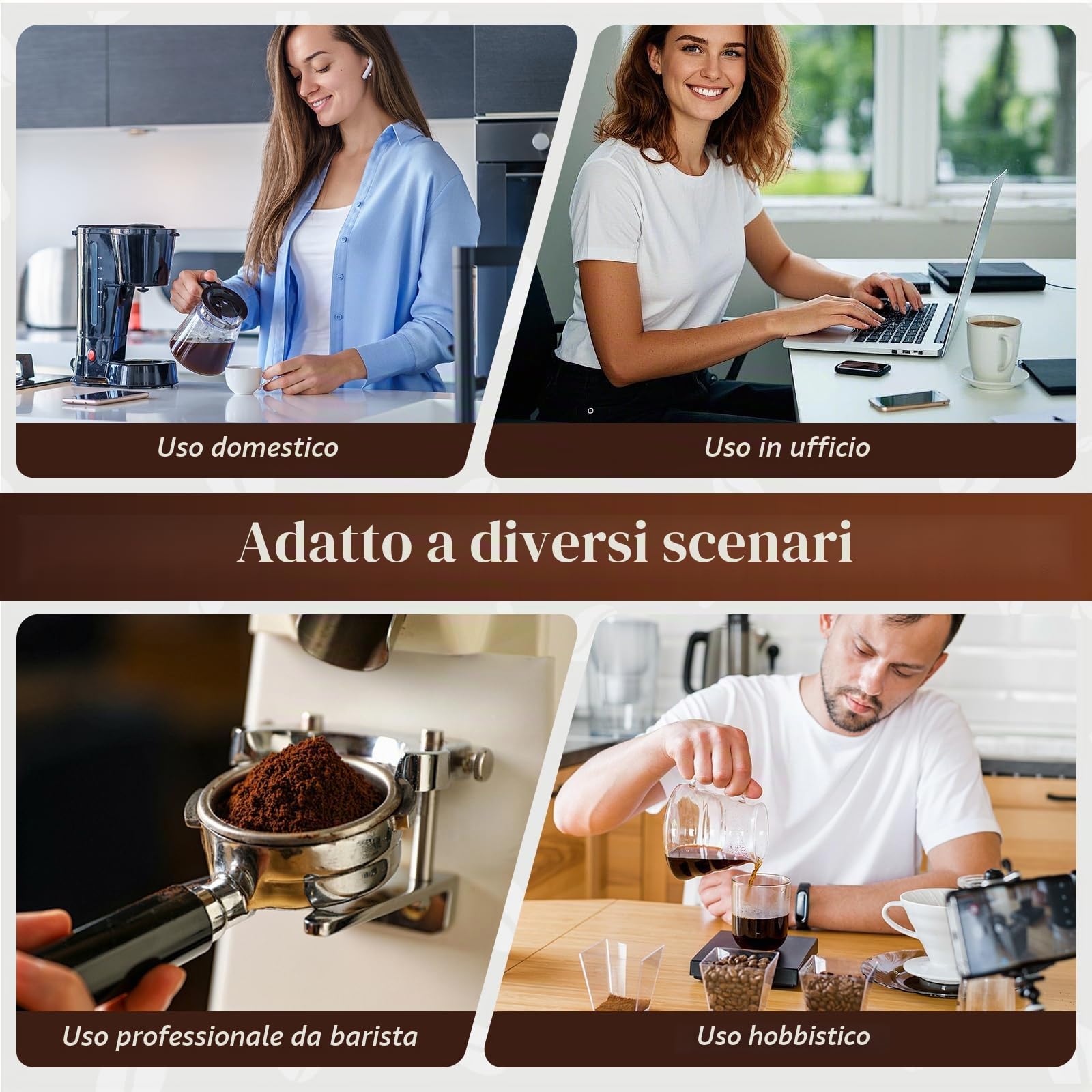 Set Pressino per caffè 51mm | con WDT Tool e Tappetino, Base in Acciaio Inox, Manico Noce, Pressino Ripple per Estrazione Uniforme