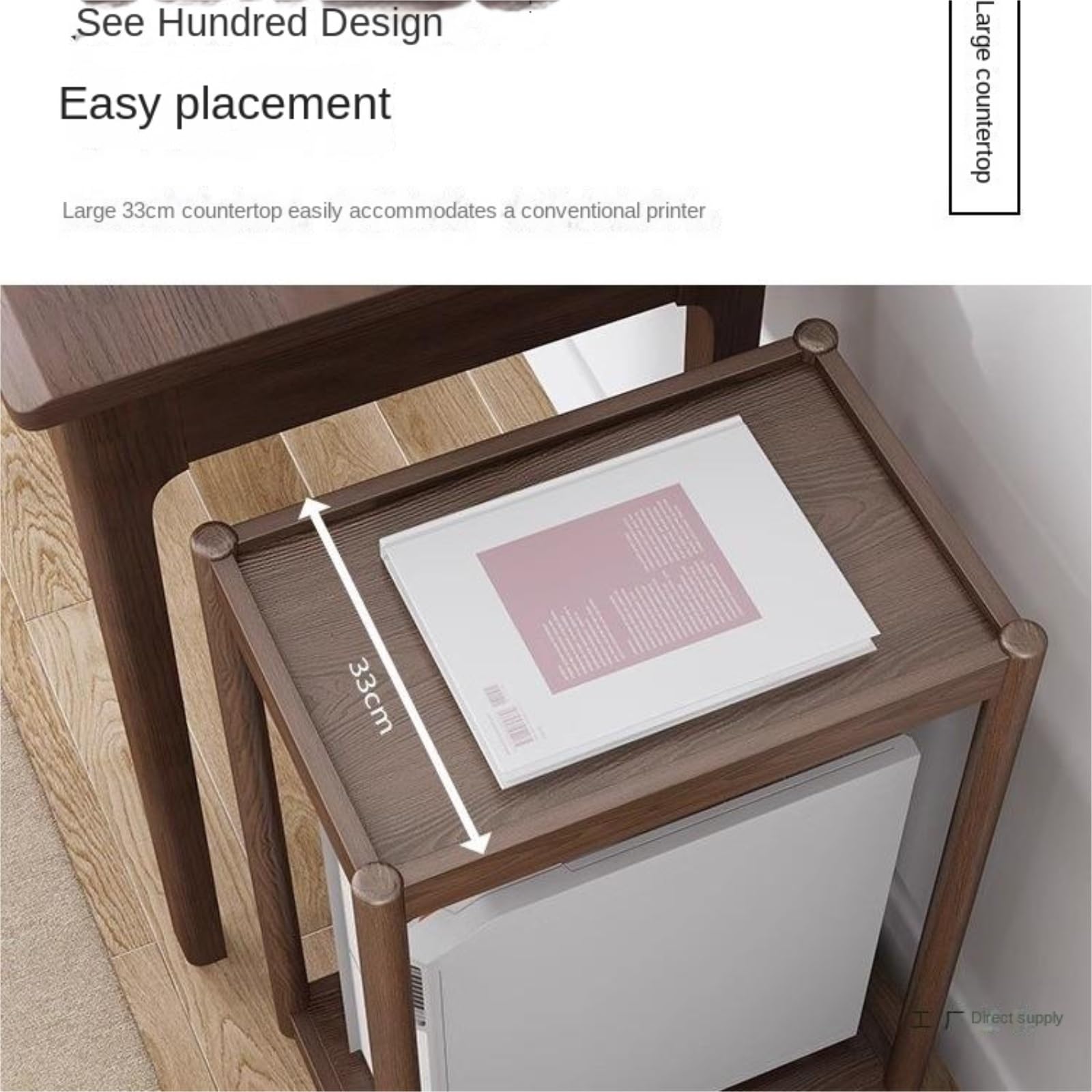 Organizador De Oficina Estante De Almacenamiento For Impresora Madera Maciza con Base Móvil Y Gabinete Escritorio Soporte Impresora Mesa para Impresora(Black,61.5cm)