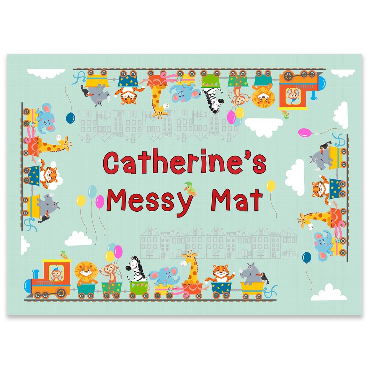 Paper Themes Girls Animals On The Train Play Mat For Kids - Messy Paint Sheet, Playdough, Arts And Crafts Splash Mat (, Xl 150 X 110 Cm)