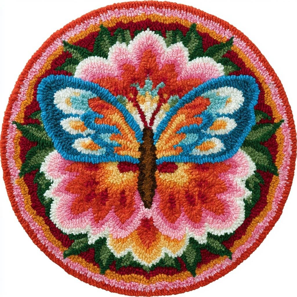AMBATTERY Rug Making Kit for Adults,Latch Hook Rug Kit,Butterflies Flowers