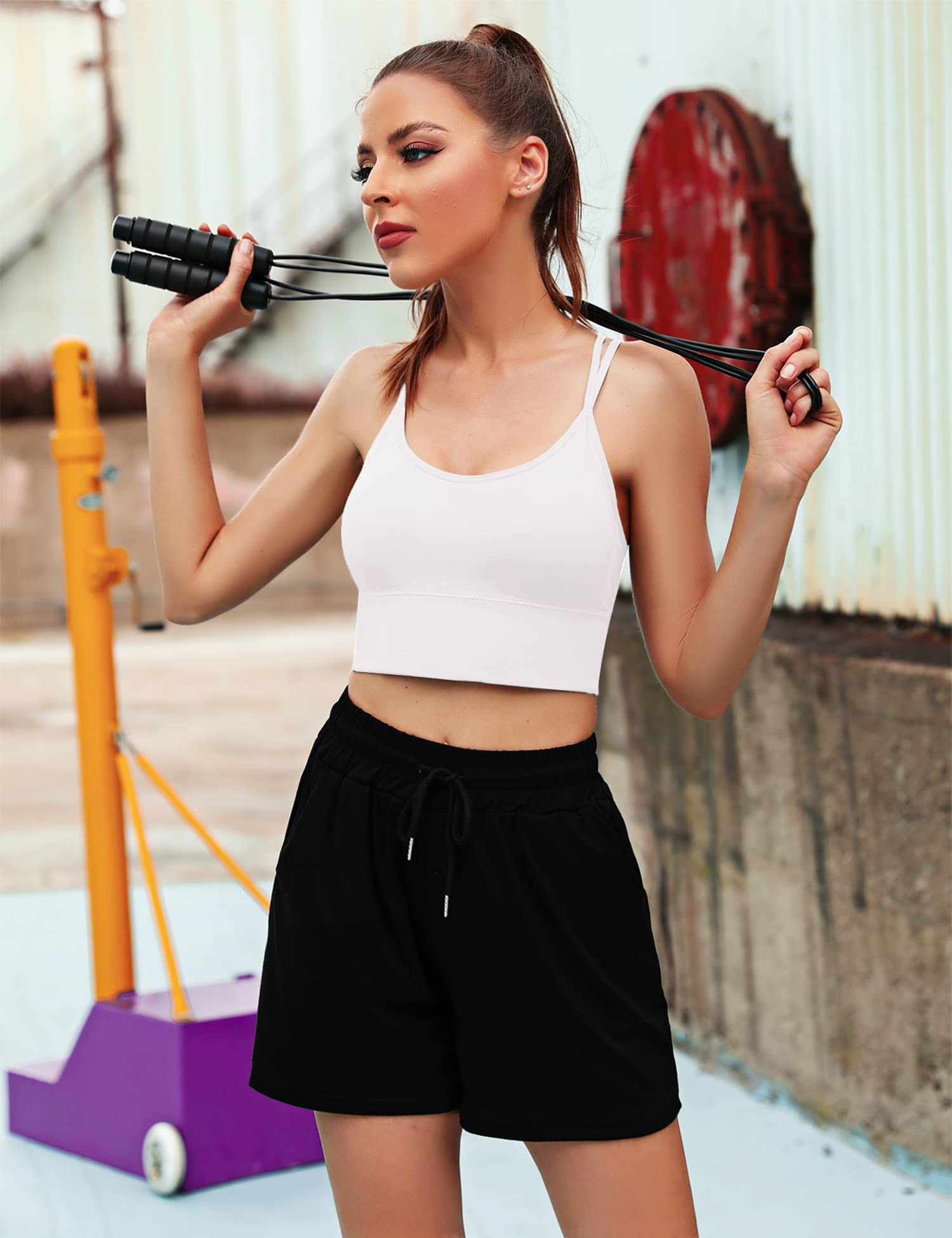 Sykooria Reggiseno Sportivo Donna Top Reggiseno Donna Senza Ferretto con Imbottito Top Donna Fitness Supporto Bustino per Yoga Running S-XL