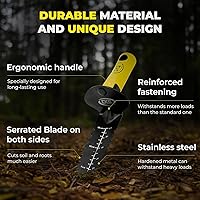 Vista 2 de CKG Pala Detectora de Metales, Excavadora de Doble Borde Dentado Resistente - Herramienta de Excavación de Detección de Metales con Vaina - Cuchillo