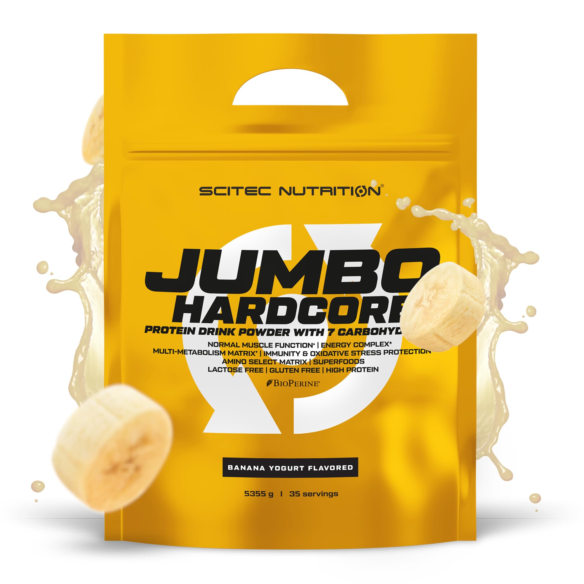 Scitec Nutrition Jumbo Hardcore - Protein- & Kohlenhydratmatrix | Hoher Proteingehalt - Enthält Superfoods - Creatin & Aminosäuren - Gluten- und laktosefrei - 5355 g, Banane-Joghurt