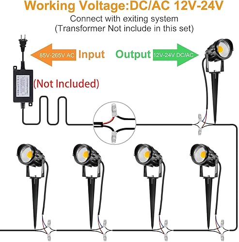 Miniatura 6 de Luces de paisaje de bajo voltaje de 10 W, foco LED de 12 voltios, luces de camino al aire libre, luces de patio con cable, luces de jardinería de
