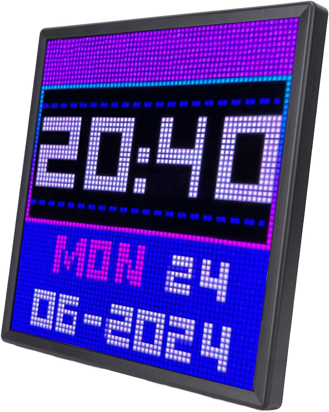 64x64 Pixel LED Panel Display Frame with Diverse Material Library for Creative Decoration, APP Control for Home and Office, Black, 1 Frame