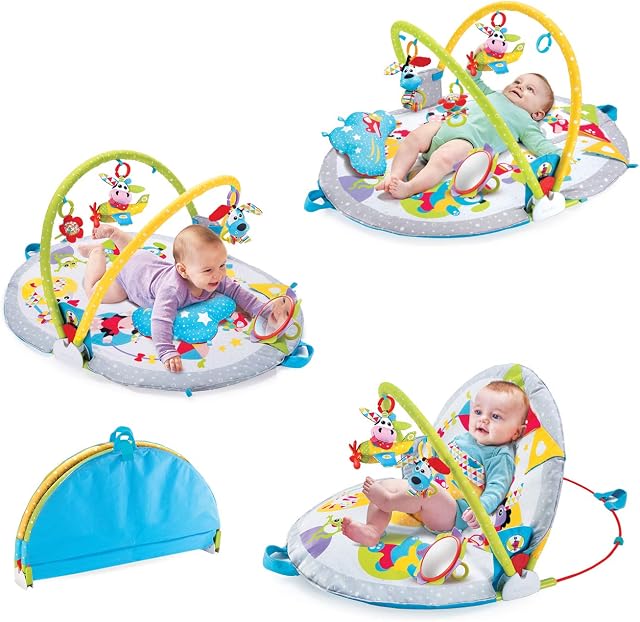 Yookidoo Baby Play Gym Lay to Sit-Up Play Mat. 3-in-1 Infant Activity Center for Newborns. 0 - 12 Month