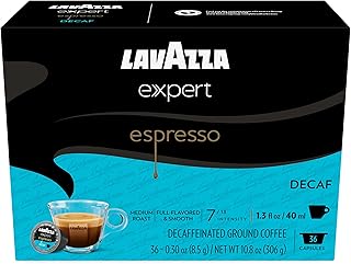 Lavazza Expert Espresso Decaf Capsules, Medium Roast, Arabica and Robusta Blend, Compatible with Lavazza Classy Machines (36 Capsules)