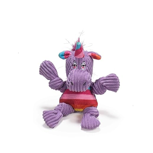 HuggleHounds Knotties Dog Toys for Small Dogs - Plush Dog Toy for Aggressive Chewers - Squeaky Interactive Puppy Toys - Soft Yet Tough, Durable Stuffed Pet Chew Toy for All Breedss | Small Unicorn