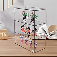 Vista 4 de Vitrina de encimera de acrílico transparente con llave de bloqueo, vitrina de seguridad de 3 estantes, vitrina de hebillas de succión Dustproop