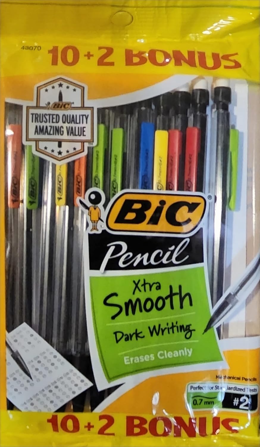 BIC Mechanical Pencils, Xtra Smooth, 0.7 mm, 2 Lead, Clear