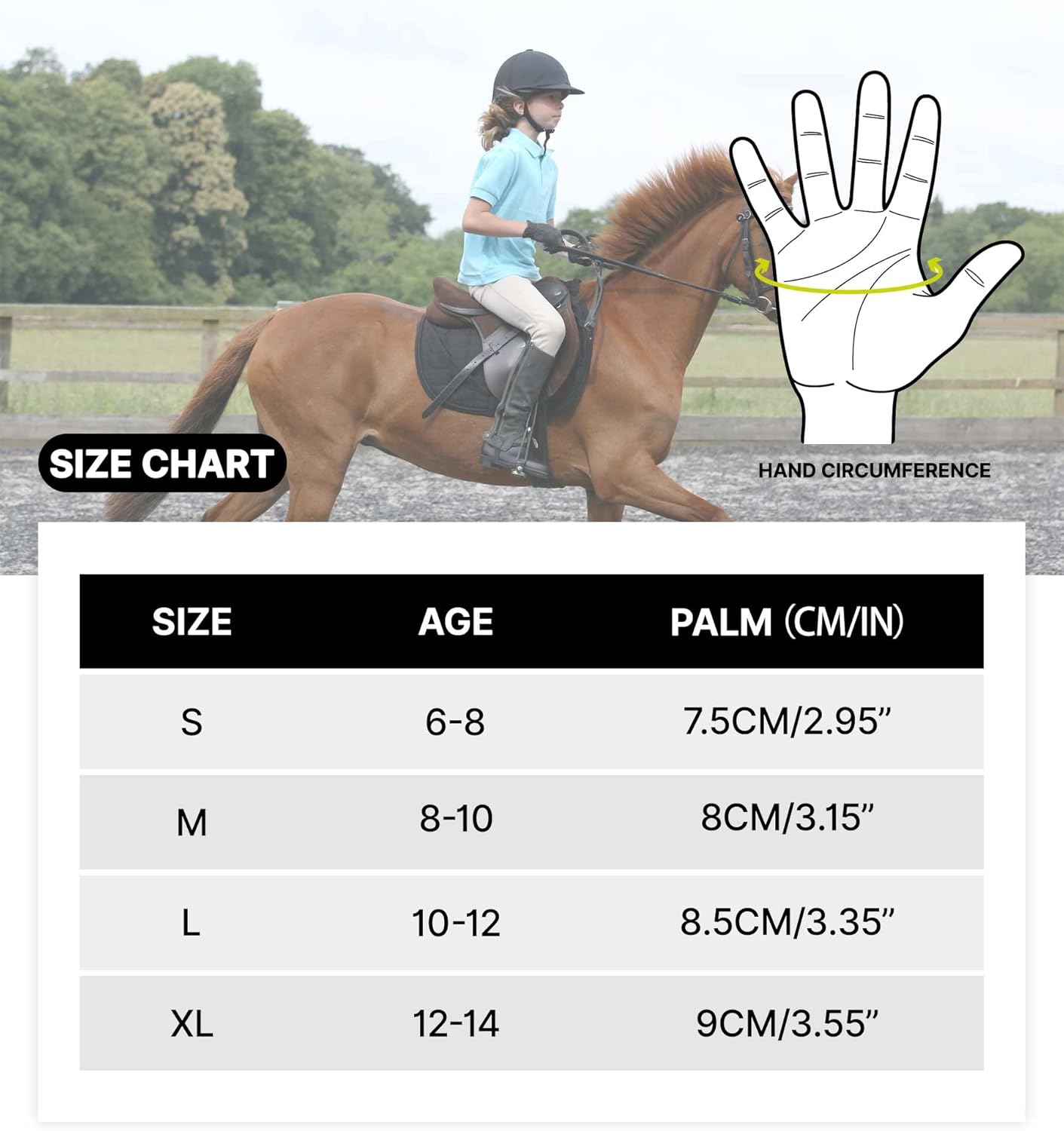 ChinFun Kids Horse Riding Gloves Equestrian Horseback Gloves for Youth Children Boys Girls Outdoor Biking Cycling Running : Sports & Outdoors