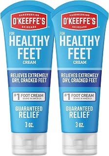O'Keeffe's Healthy Feet Foot Cream 3oz Tubes (2 Pack) - Heals Cracked Dry Feet, Locks in Moisture, Guaranteed Relief