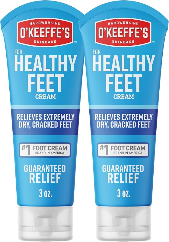 for Healthy Feet Foot Cream, 3 oz Tube, 2-Pack, Non-Greasy | for Extremely Cracked, Dry Feet, Hypoallergenic, Unscented, Instantly Boosts and Retains Moisture Levels