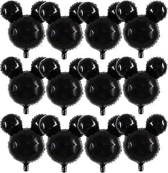 Vuzvuv 12pcs 24 Inches Round Head Foil Balloons, Black Foil Balloon for Red Black Birthday Party Theme Party Decoration,Graduation Party Supplies