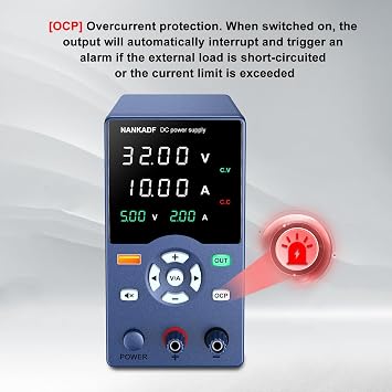 DC Power Supply, 32V 10A Bench Power Supply with USB Fast-charging Port/Output Button/Short-circuit Alarm, Adjustable Power Supply with High Accuracy 4-Digit LED Display