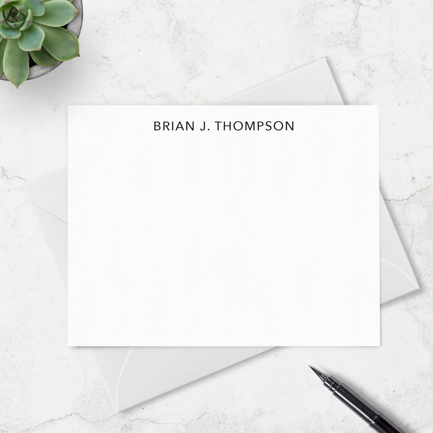 Personalized Stationery Note Cards with Envelopes for Men, Professional Classic Simple Design Mens Handmade Stationary Thank You Notecards, Choose Your Colors and Set Size (#3 Regular)