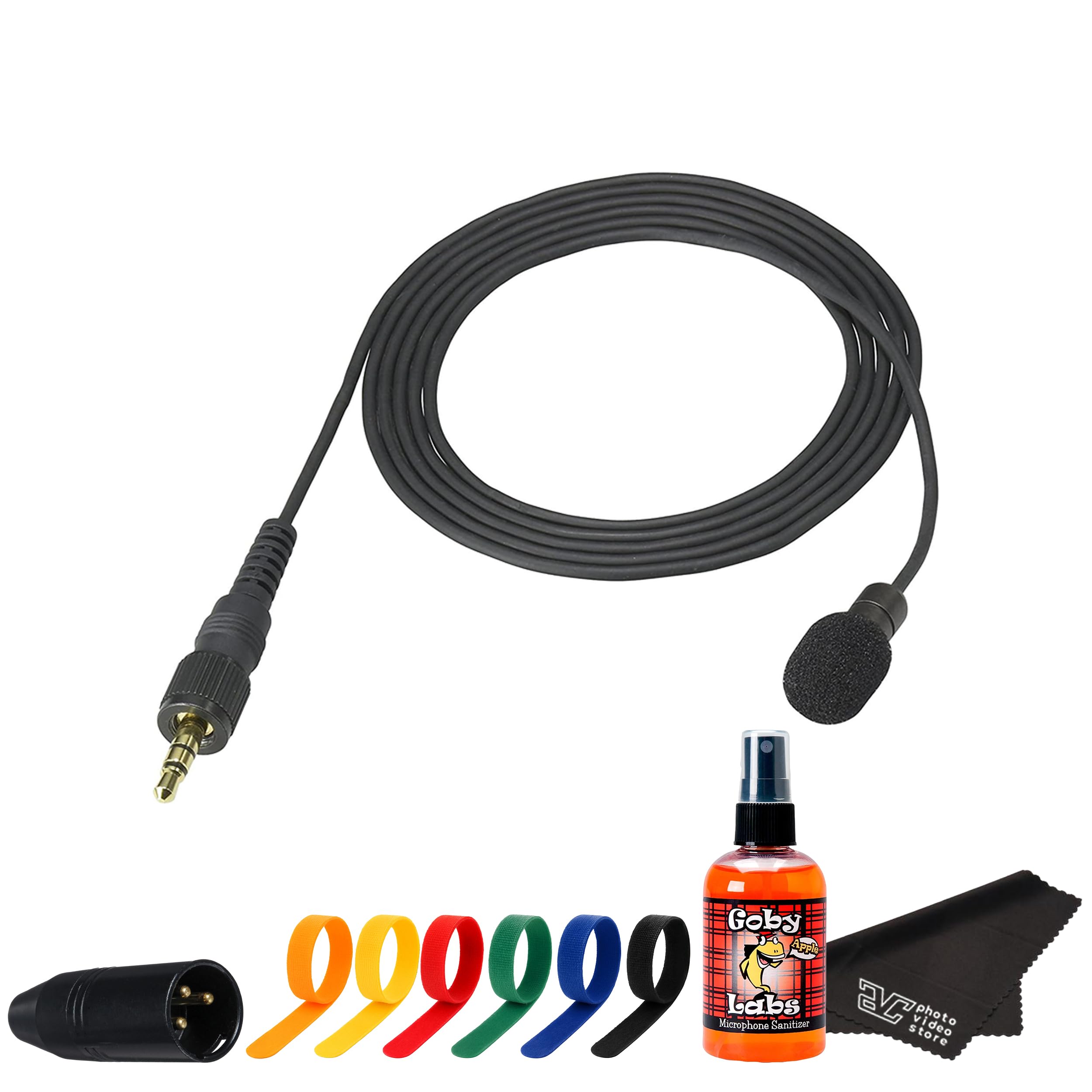 Sony ECM-X7BMP Electret Condenser Lavalier Microphone – Pro Lapel Mic with 1/8 Mini Jack for UWP Transmitters– for Presentations, Theater, & Broadcast | Mini Jack to XLR Converter | Cable Ties | More
