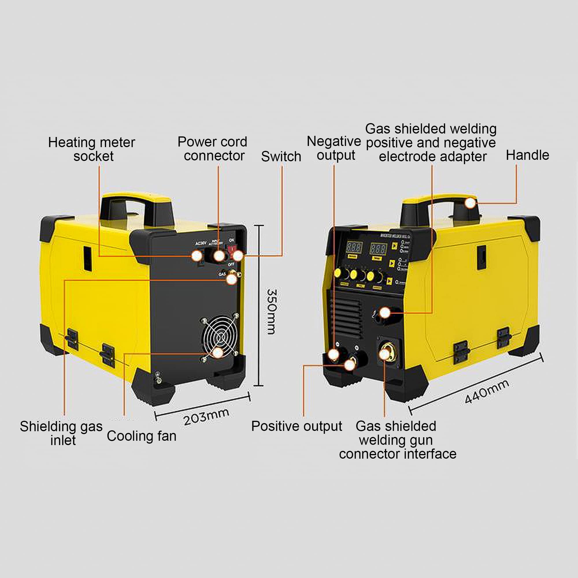 4000W Weld 3-in-1 Stick Welder, Mig/MMA/Mig Welder, 2/4T Digital Display Welding Machine, Manual, Argon Arc, Gasless Mig Welders, Giallo