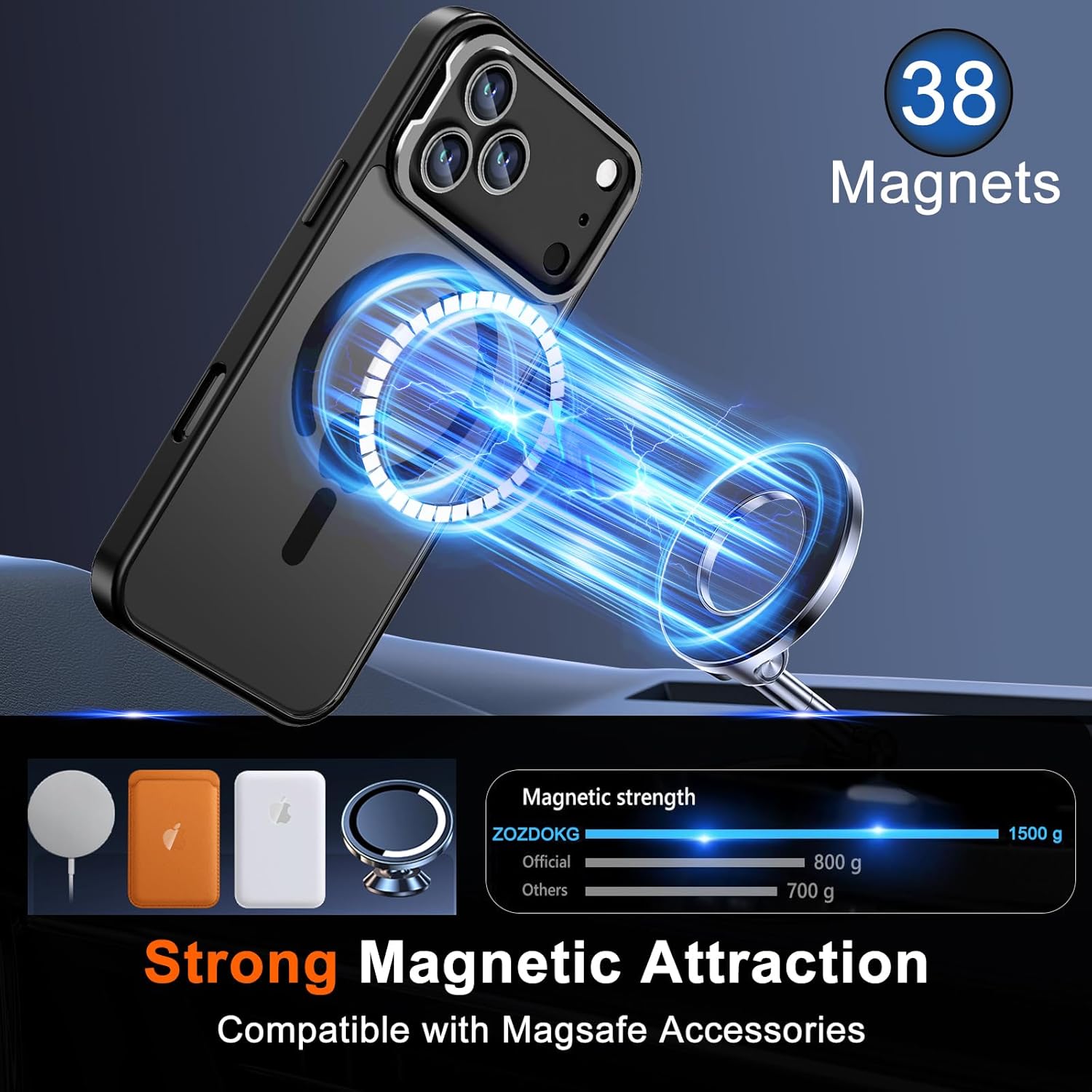 Magnetic for iPhone 17 Pro Case with Stand [Fit for MagSafe] Camera Kickstand Translucent Matte Shockproof Phone Protector Cover for iPhone 17 Pro with Screen Protector, Green - Image 3