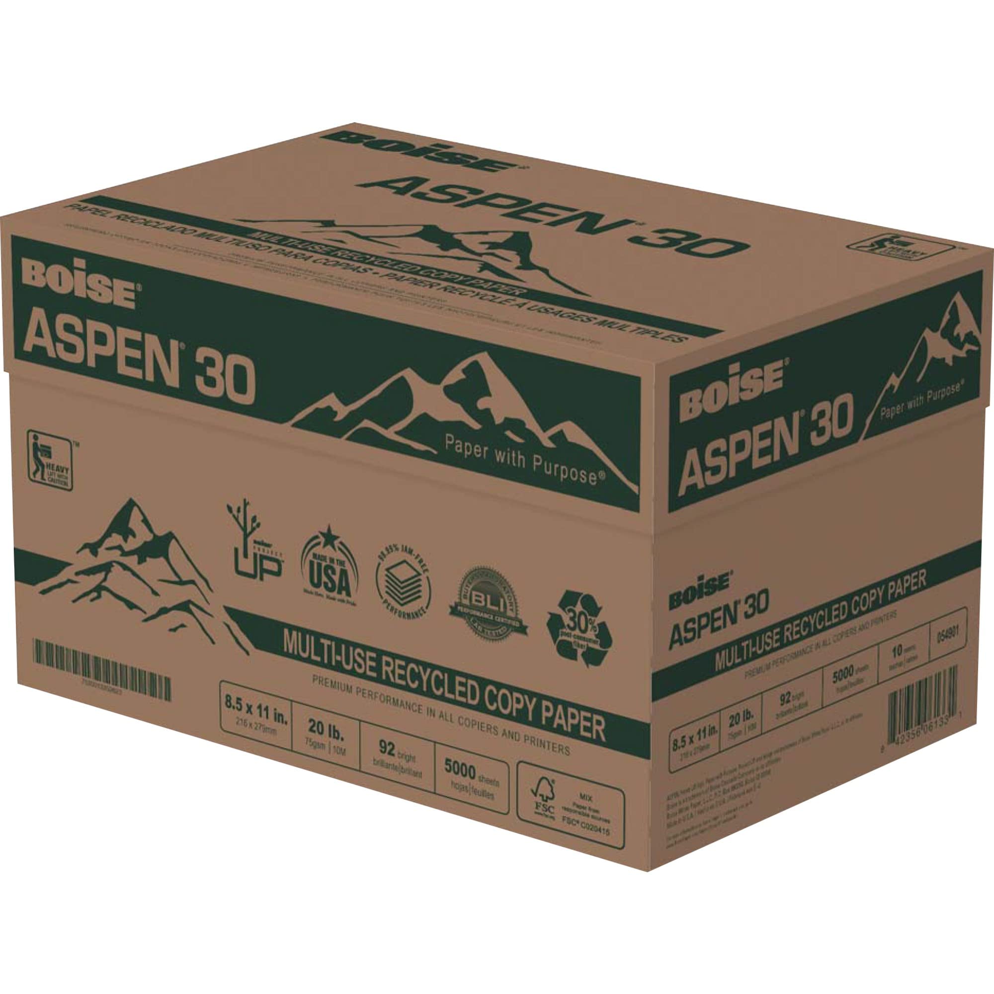 Boise Aspen 30% recyklingowany 20 1/2 x 31 cm 60 kg biały papier biurowy 5000 liczba (054901)