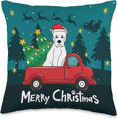 Dogo Argentino Truck - CojĂn de regalo de Navidad, diseño de Dogo Argentino, 16.0 x 16.0in, multicolor Dogo Argentino Truck - CojĂn de regalo de Navidad, diseño de Dogo Argentino, 16.0 x 16.0in, multicolor