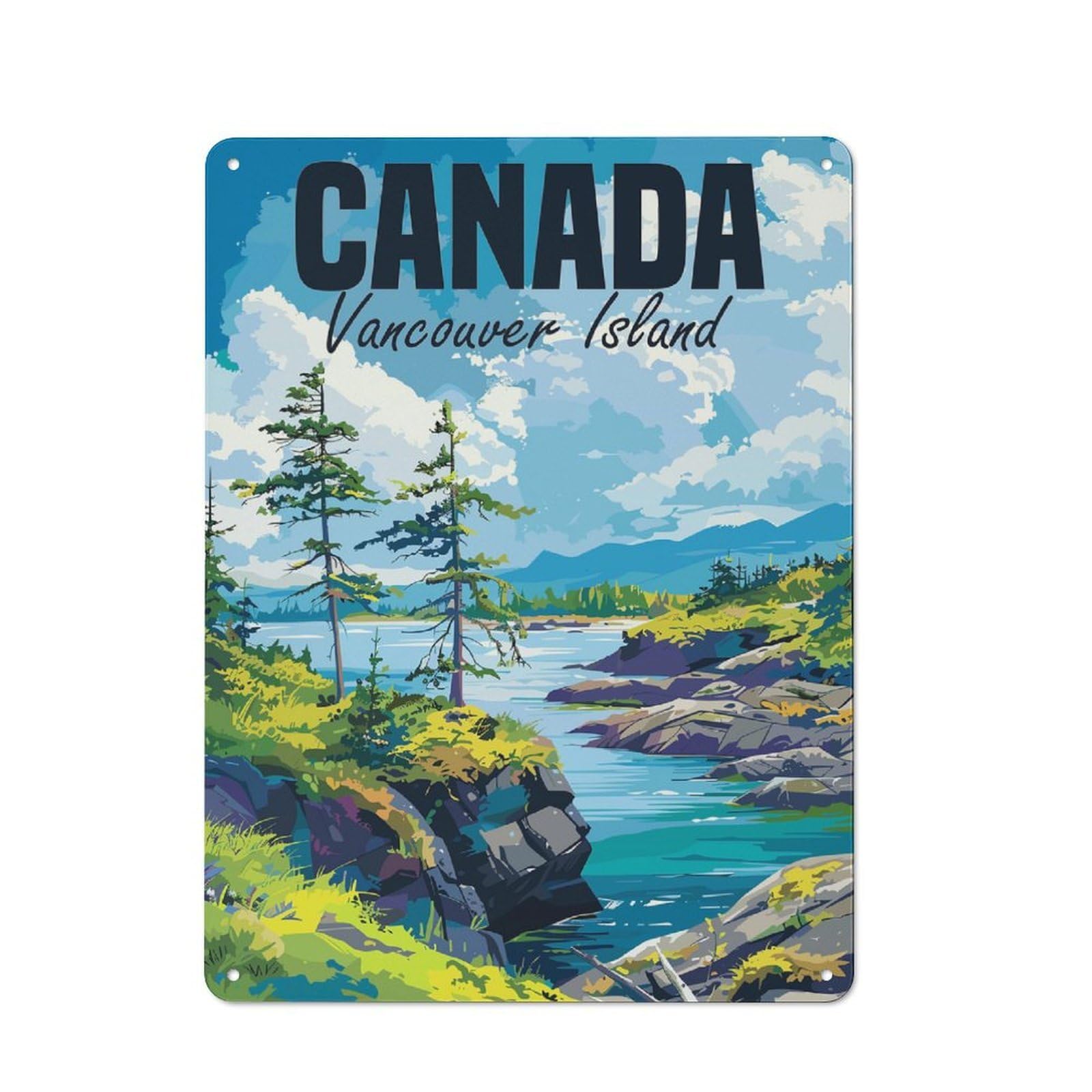 Junmoney Vancouver Island Canada 40X30cm Retro Metal Plaque With For Kitchen Or Home Bar, For Garage, Workshop And Man Cave Decoration