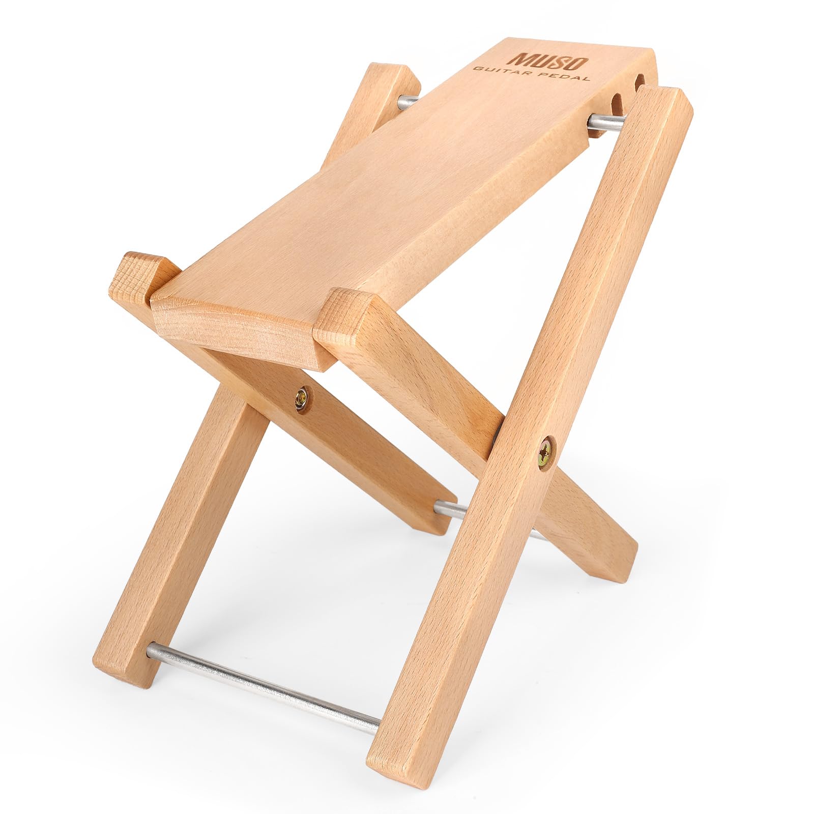 MUSO Gitarren-Fußstützen-Hocker, gefaltetes Holzpedal, 3 Stufen verstellbar, geeignet für klassische Akustikgitarre, ergonomisch und langlebig (Naturholz)