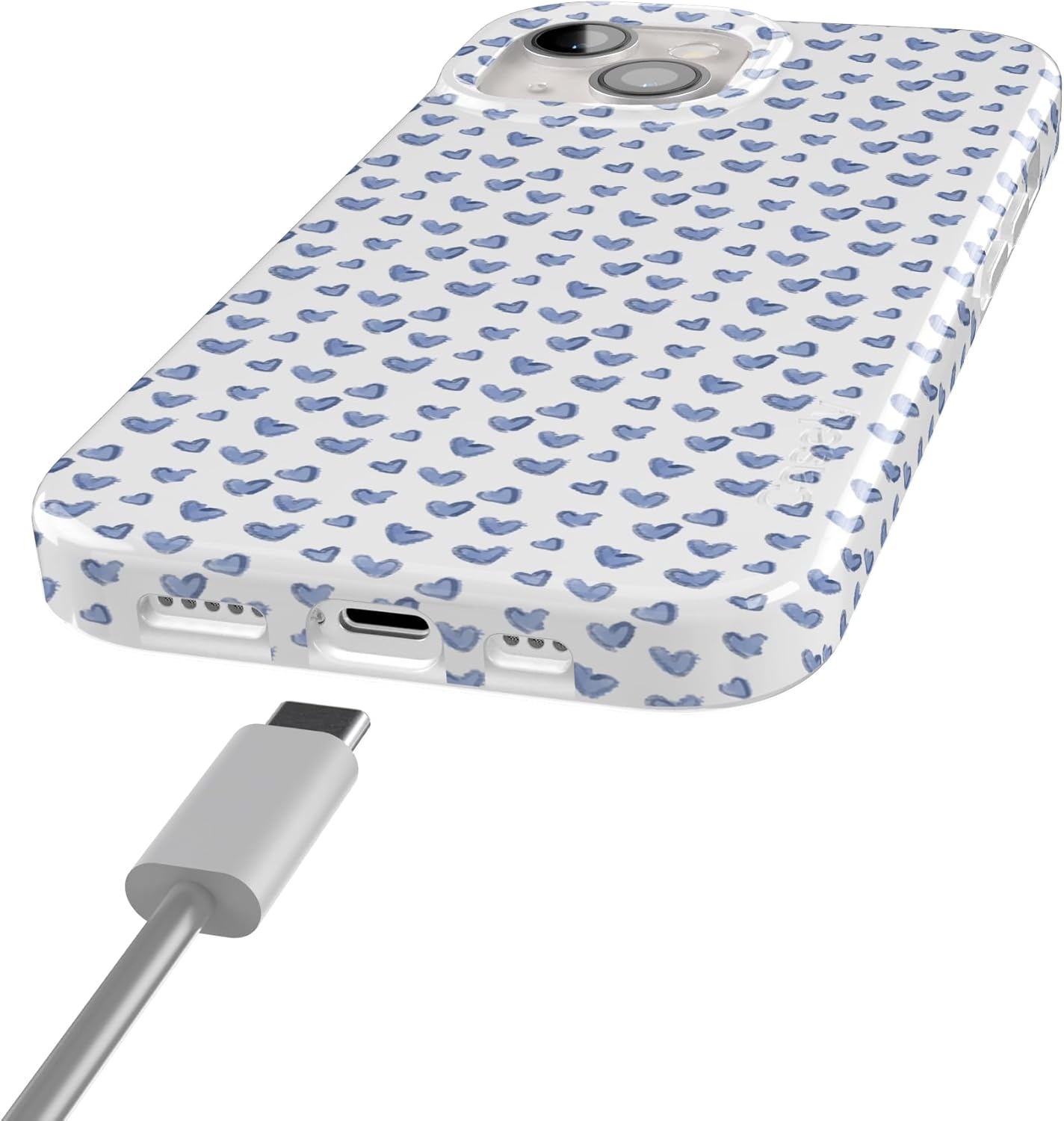 Casely iPhone 15 Case | Lovebug | Blue Hearts | Compatible with MagSafe | Classic Ultra Slim Design
