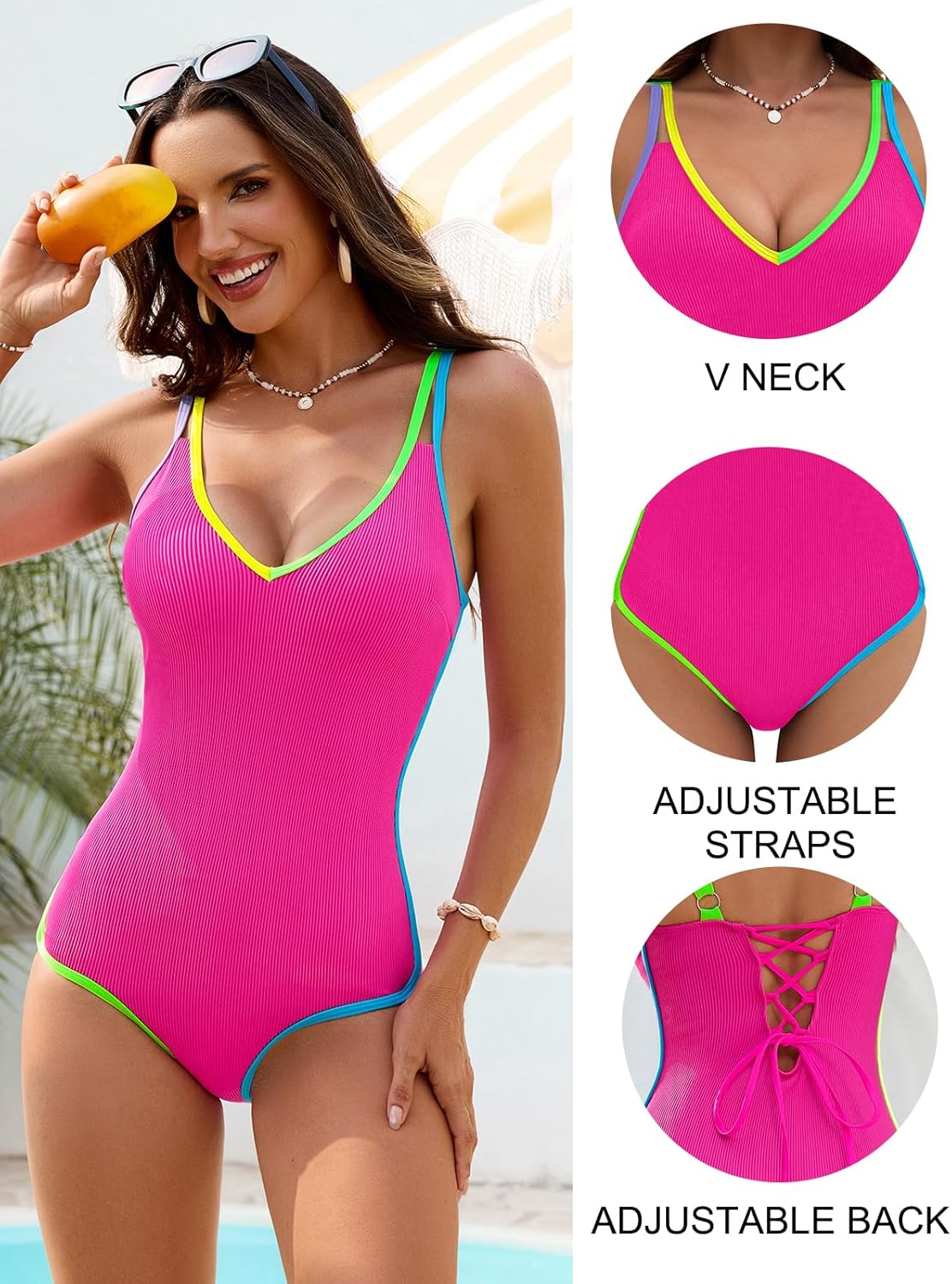 Blooming Jelly Womens One Piece Swimsuit Slimming Modest Bathing Suit Ribbed Athletic Swim Suits 2025 Color Block Swimwear - Image 5