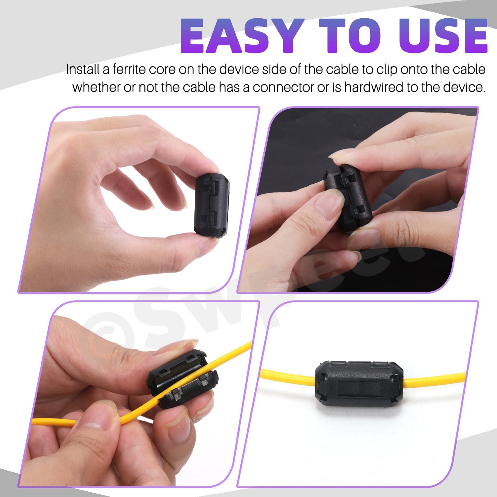 Swpeet Clip Per Cavo Soppressore Del Rumore (Grigio) - Accessorio Elettronico