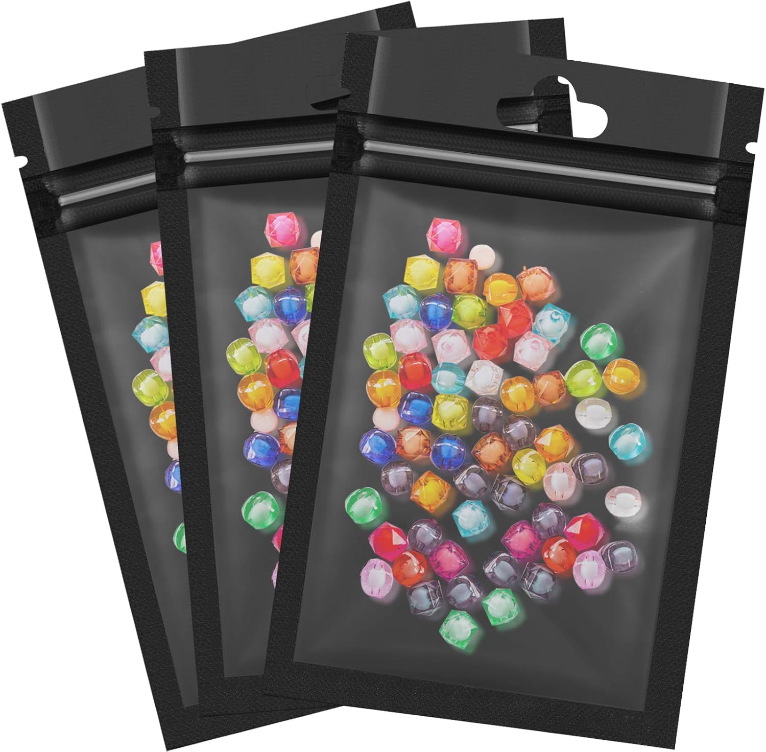 200 Pieces Foil Pouch Bag,Resealable Smell Proof Bags, Mylar Zip Lock Bags Aluminum Foil Bags, Metallic Mylar Foil Flat Food Storage Bags Pouch (Black)