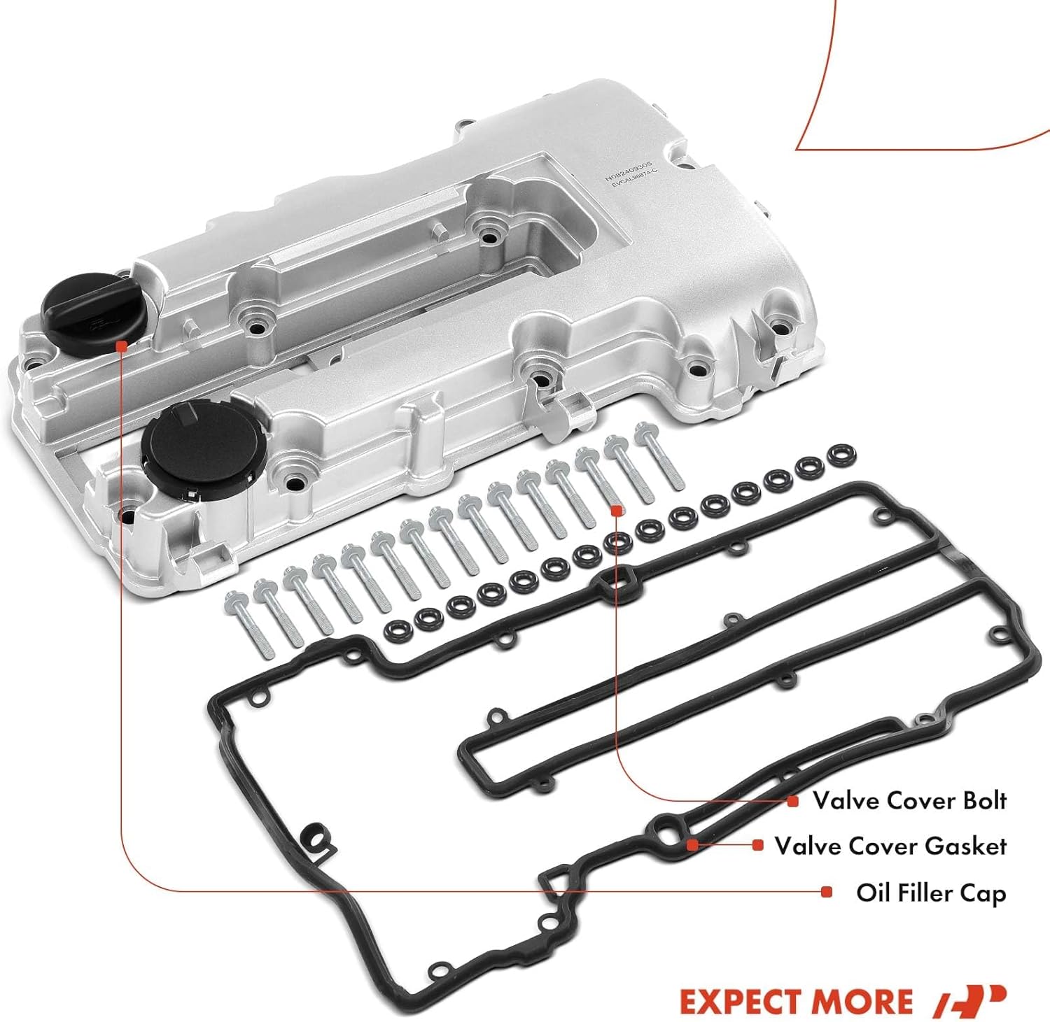 A-Premium Upgraded Aluminum Engine Valve Cover with Gasket, Bolts and Oil Filler Cap Compatible with Chevrolet Cruze 2011-2016, Sonic 2012-2020, Trax, Volt, Cruze Limited & Buick Encore & Cadillac ELR