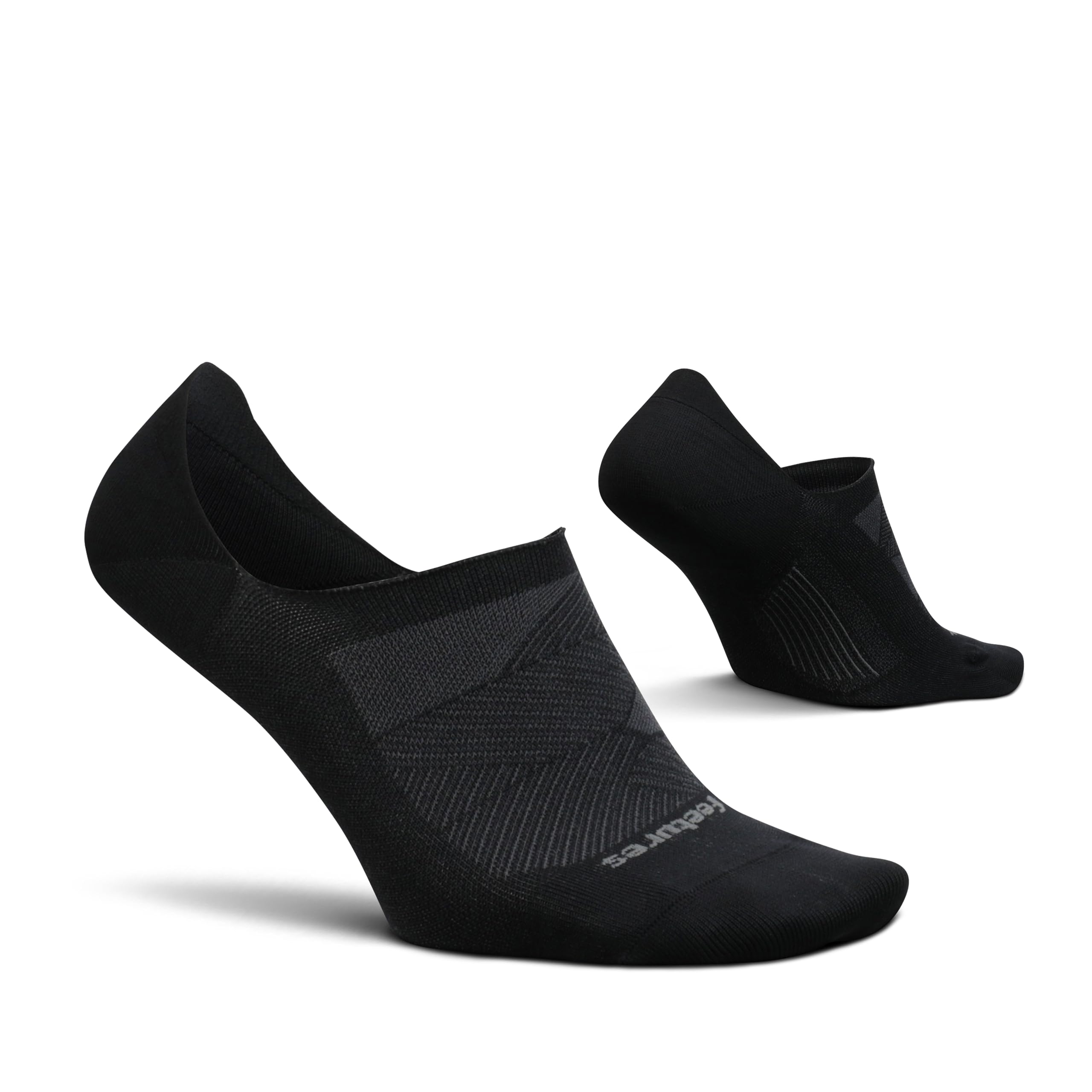 Feetures Elite Invisible Socks - Anti-Slip Sport Sock Liner with Targeted Compression - Black, L (1 Pair)