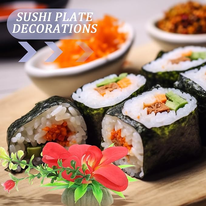 Hemoton Decoración de Flores Artificiales para Platos de Sushi miniatura 6