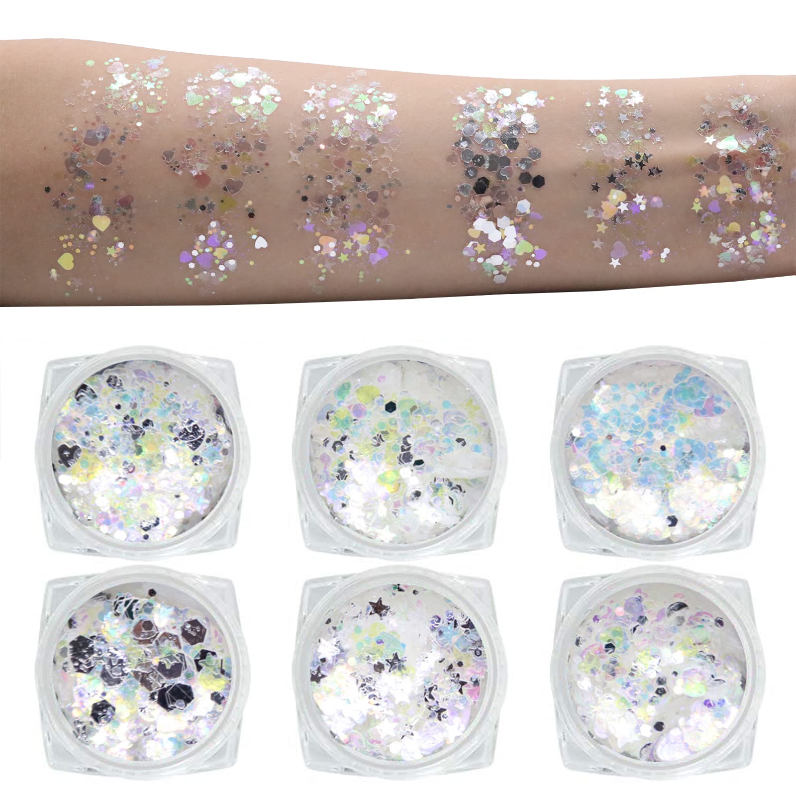 HTRUIYATY Glitzer Gel In Schwarz - 14 Gramm Body Glitzer Für Karneval, Festivals Und Meerjungfrau-Looks