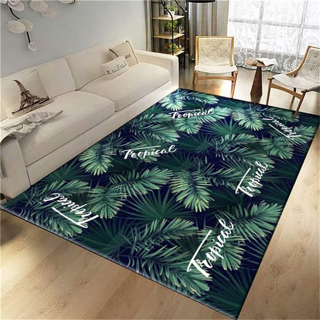 Tapis de canapé motif feuilles vertes pour protéger votre salon