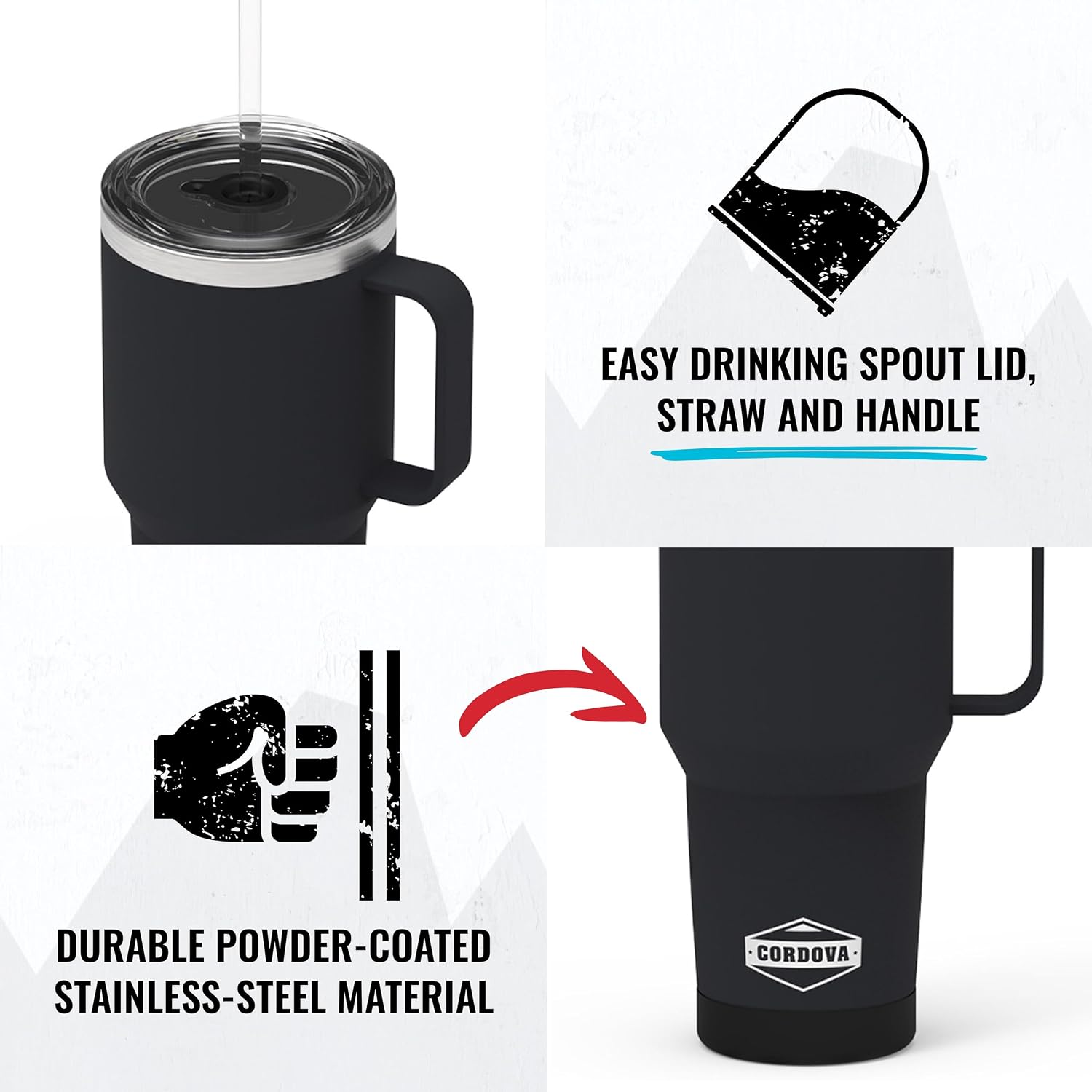 Cordova Outdoors Trailhead Class Tumbler, Obsidian, 35 oz