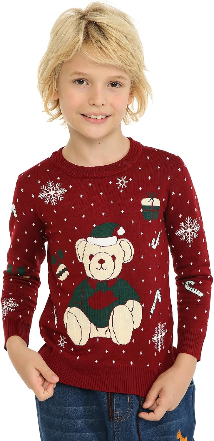 LittleSpring Little Boys Girls Ugly Christmas Sweater Crewneck Knit Cute Pullover