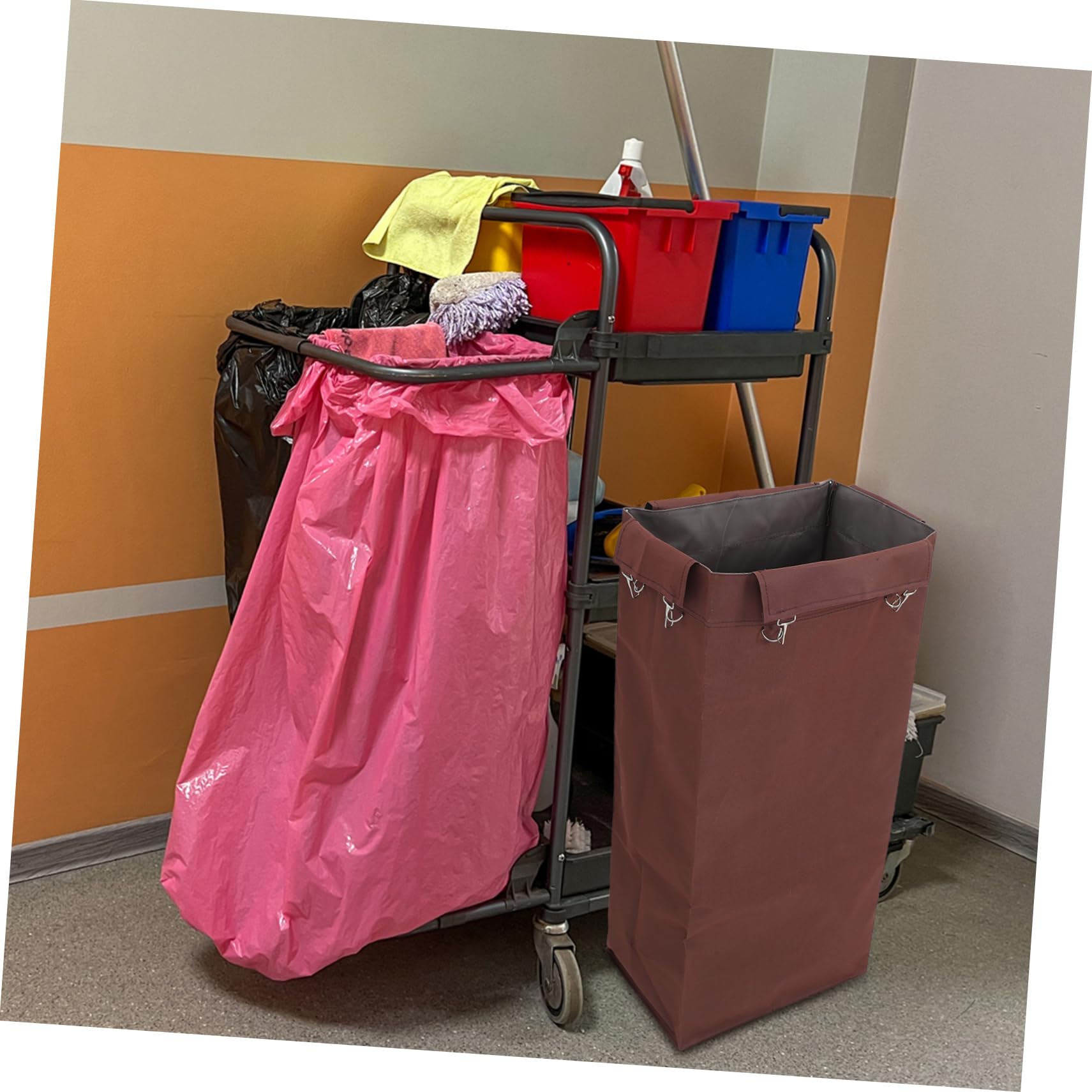 Hochleistige Reinigungswagentasche Canvas Mit Großem Stauraum Kompatibel Für Hauswirtschaft Büro Waschbare Ersatztasche Für Reinigungstrolleys