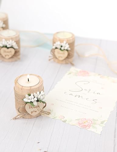 Miniatura 4 de Juego de 50 portavelas de madera para bodas, regalos de invitados, regalo de compromiso, recuerdos de regreso de invitados, regalos de despedida de