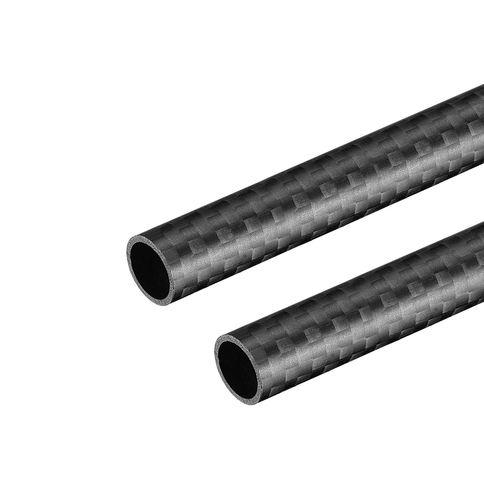 sourcing map Fibre Carbone Rond Tube 10x8x330mm 3K Rouleau Mat Enveloppé Surface pour RC Avion Quadcopter 2Pcs