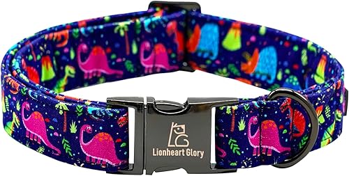 Lionheart glory Collar de perro, collar azul para perros pequeños, collar de dinosaurio ajustable para perros pequeños, regalo para mascotas