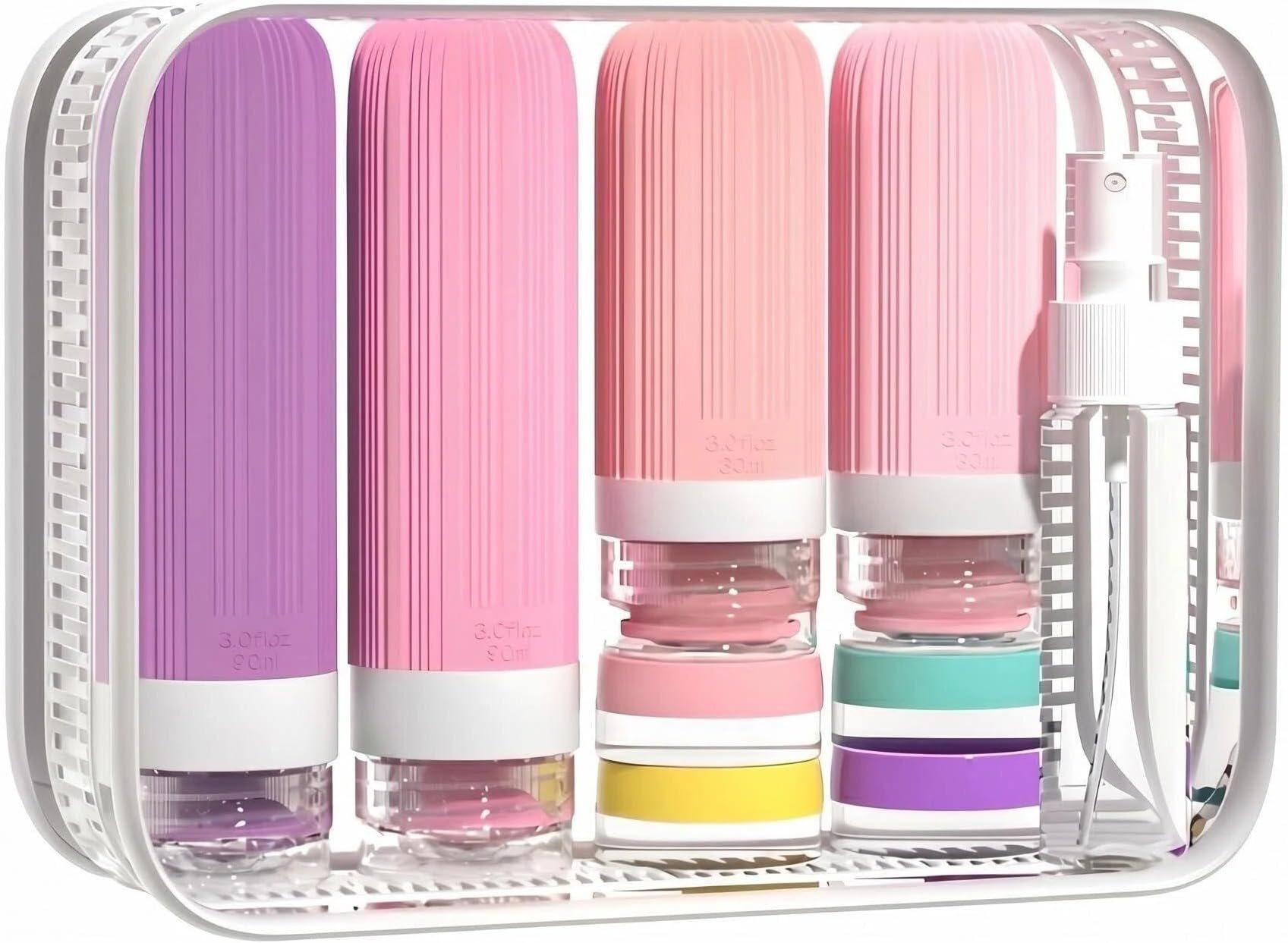 Vitog 16 Pack Travel Bottles for Toiletries, TSA Approved Leak Proof Silicone Squeezable Travel Containers for Toiletries, Refillable Travel Accessories for Conditioner, Shampoo, Lotion & Body Wash