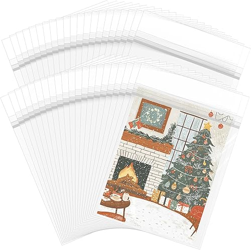 Vista 9 de Paquete de 50 Fundas Transparentes como Cristal de 8.5 x 11 Pulgadas Bolsas de Almacenamiento, Bolsas de Celofán Autosellantes Resellables