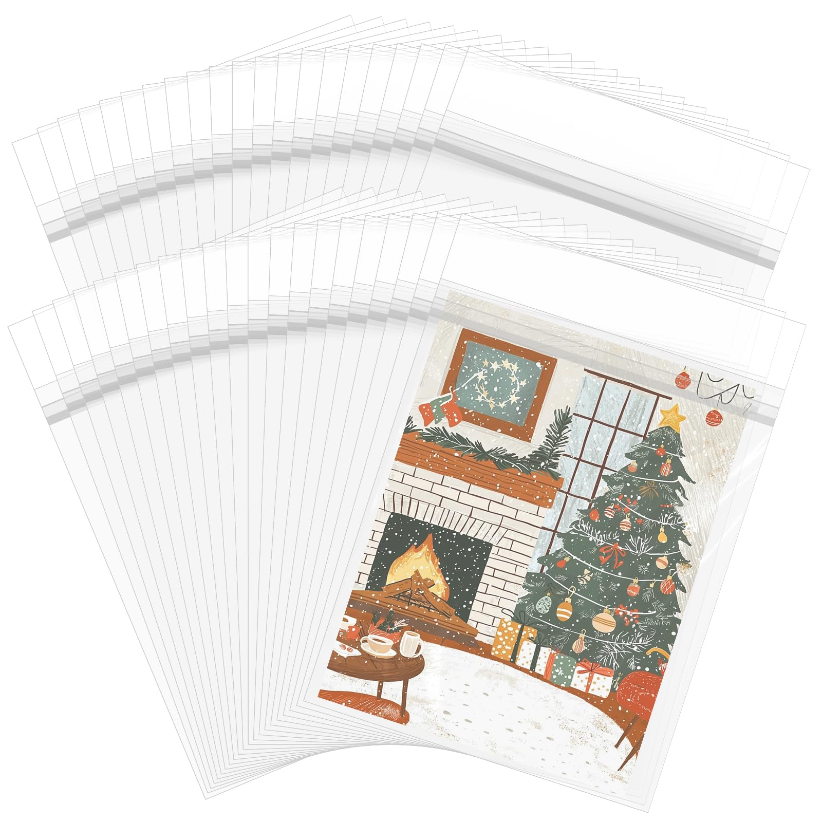 VOKOY 100 Pack 8 3/8 x 10 1/8 inches Crystal Clear Sleeves Storage Bags, Self Sealing Cellophane Bags Magazine Sleeves Protectors for 8x10 Photo Mats Art Prints Drawings